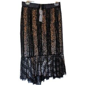 Zara Striped Asymmetric Sequin Midi Skirt Flounce Party Indie Sleaze Shimmer M